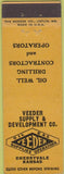 Matchbook Cover - Veeder Supply Oil Well Drilling Cherryvale KS