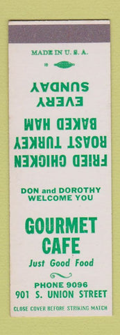 Matchbook Cover - Gourmet Cafe  SAMPLE