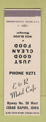 Matchbook Cover - E&R Motel Cafe Cedar Rapids IA SAMPLE