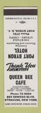 Matchbook Cover - Queen Bee Cafe Port Byron Hotel NY Syracuse SAMPLE