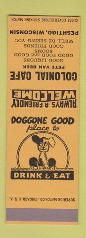 Matchbook Cover - Colonial Cafe Peshtigo WI SAMPLE