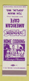 Matchbook Cover - American Cafe Joplin MO SAMPLE