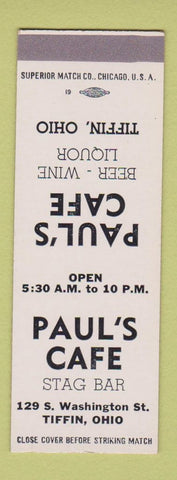 Matchbook Cover - Paul's Cafe Tiffin OH  SAMPLE