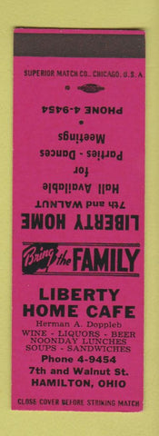 Matchbook Cover - Liberty Home Cafe Hamilton OH SAMPLE