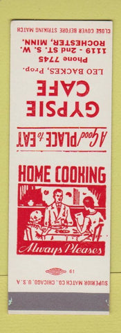 Matchbook Cover - Gypsie Cafe Rochester MN gypsy  SAMPLE