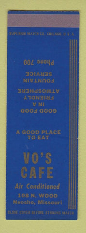 Matchbook Cover - Vo's Cafe Neosho MO low phone # SAMPLE