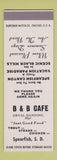 Matchbook Cover - B&B Cafe Spearfish SD SAMPLE