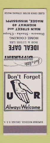 Matchbook Cover - Ideal Cafe Magee MS SAMPLE