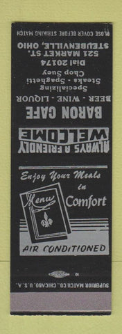 Matchbook Cover - Baron Cafe Steubenville OH SAMPLE