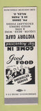 Matchbook Cover - Victory Cafe Niles OH SAMPLE