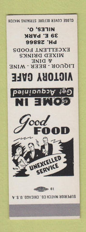 Matchbook Cover - Victory Cafe Niles OH SAMPLE