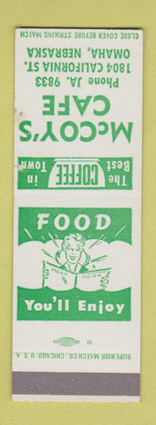 Matchbook Cover - McCoy's Cafe Omaha NE SAMPLE