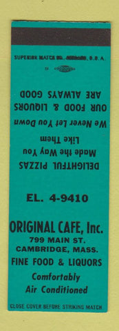 Matchbook Cover - Original Cafe Cambridge MA Pizza SAMPLE