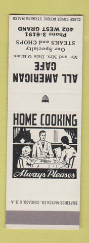 Matchbook Cover - All American Cafe  SAMPLE