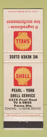 Matchbook Cover - Shell oil gas Pearl York Parma Heights OH