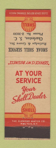 Matchbook Cover - Shell oil gas Smoak Charleston SC