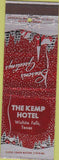 Matchbook Cover - The Kemp Hotel Wichita Falls TX Christmas snow
