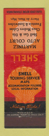 Matchbook Cover - Shell oil gas Martinez Auto Court