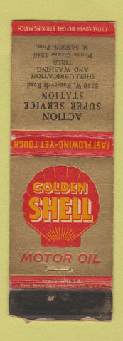 Matchbook Cover - Shell oil gas Action Service Chicago IL WORN