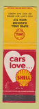 Matchbook Cover - Shell oil gas Cars Love TCP WORN