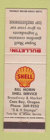 Matchbook Cover - Shell oil gas Bill Morin Coos Bay OR