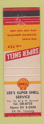 Matchbook Cover - Shell oil gas Lee's TCP