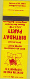 Matchbook Cover - Long Beach Match Club Iran Hostage Situation 1981