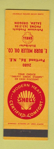 Matchbook Cover - Shell oil gas E Burr Miller Salem OR