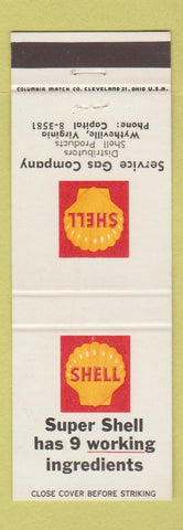 Matchbook Cover - Shell oil gas Wytheville VA