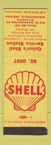 Matchbook Cover - Shell oil gas Quinn's Indianapolis IN