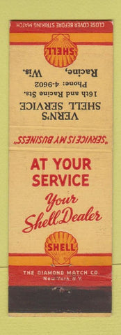Matchbook Cover - Shell oil gas Vern's Racine WI