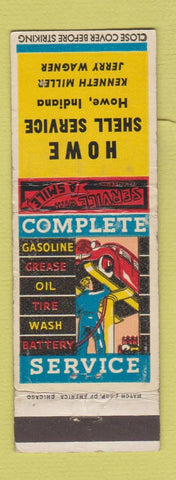 Matchbook Cover - Shell oil gas Howe IN WORN
