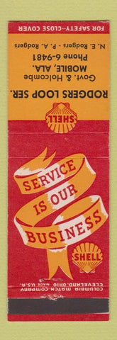 Matchbook Cover - Shell oil gas Rogers Loop Mobile AL