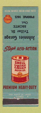 Matchbook Cover - Shell oil gas Johnnies Bronte ON low phone #