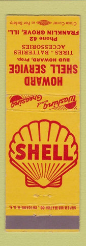 Matchbook Cover - Shell oil gas Howard Franklin Grove IL low phone #