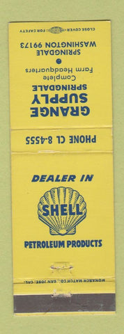 Matchbook Cover - Shell oil gas Grange Supply Springdale WA