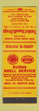 Matchbook Cover - Shell oil gas Burns Chicago IL Tankel Drugs