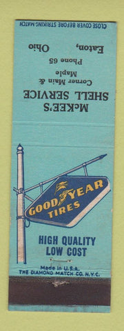 Matchbook Cover - Shell oil gas McKee's Eaton OH Goodyear Tires low phone #