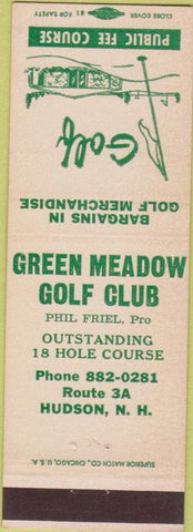 Matchbook Cover - Green Meadow Golf Club Hudson NH