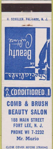 Matchbook Cover - Comb and Brust Beauty Salon Fort Lee NJ local manumark