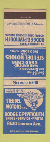 Matchbook Cover - Steudel Motors Dodge Plymouth Cleveland OH