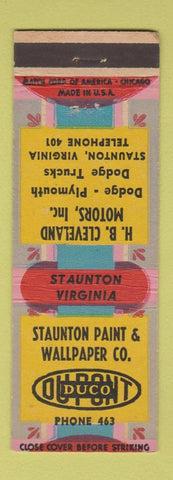 Matchbook Cover - HB Cleveland Dodge Plymouth Staunton VA Paint Wallpaper