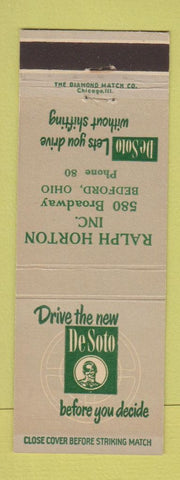 Matchbook Cover - Ralph Horton DeSoto Bedford OH low phone #