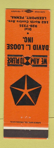 Matchbook Cover - David Loose Chrysler Leesport PA