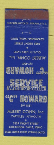 Matchbook Cover - Albert Conn Chrysler Plymouth Cuyahoga Falls OH