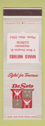 Matchbook Cover - Manus Motors DeSoto Freeport IL
