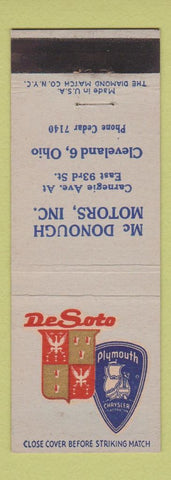Matchbook Cover - DeSoto Plymouth McDonough Cleveland OH
