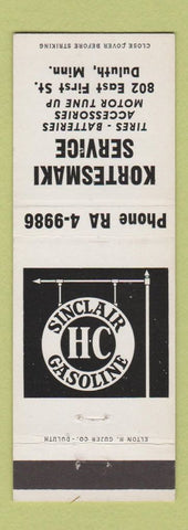 Matchbook Cover - Sinclair oil gas Kortesmaki Duluth MN