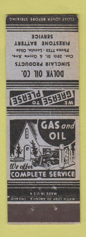 Matchbook Cover - Sinclair oil gas Dolyk Lorain OH Firestone Battery