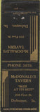 Matchbook Cover - McDonald's Tavern Dubuque IA